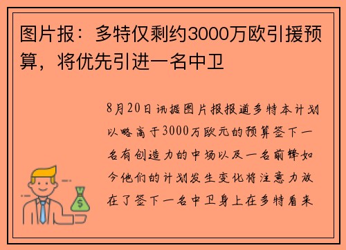 图片报：多特仅剩约3000万欧引援预算，将优先引进一名中卫